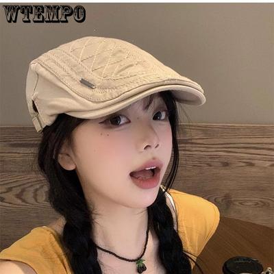 Weibliche koreanische Frühling und Herbst gestrickte Baskenmütze dünne Ausgabe Retro hohlen Maler Hut achteckigen Hut