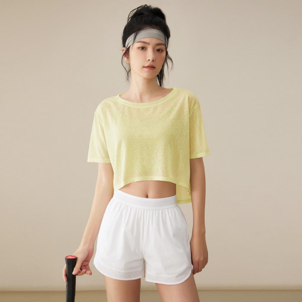 

Женская футболка пуловер свободного кроя с коротким рукавом для пилатеса и йоги 2025 Large