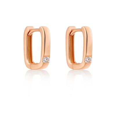 Pasurohu 18K Gold Silver Highest Quality Cubic Hoop Rose Genuine Jewelry Earrings, K18, Coating, 925, Zirconia, Small, Popular, Earrings, Women's,