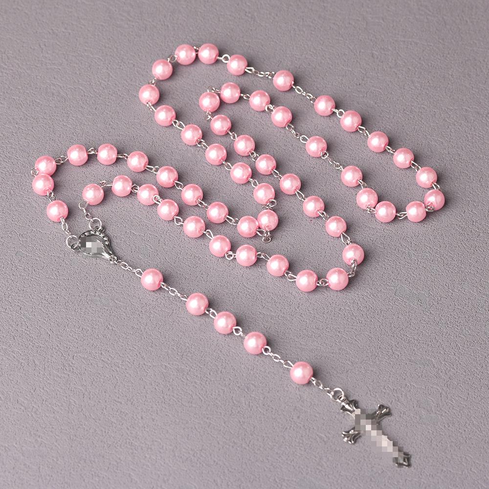 Disponibile: Collana Rosario con Perle di Vetro e Croce