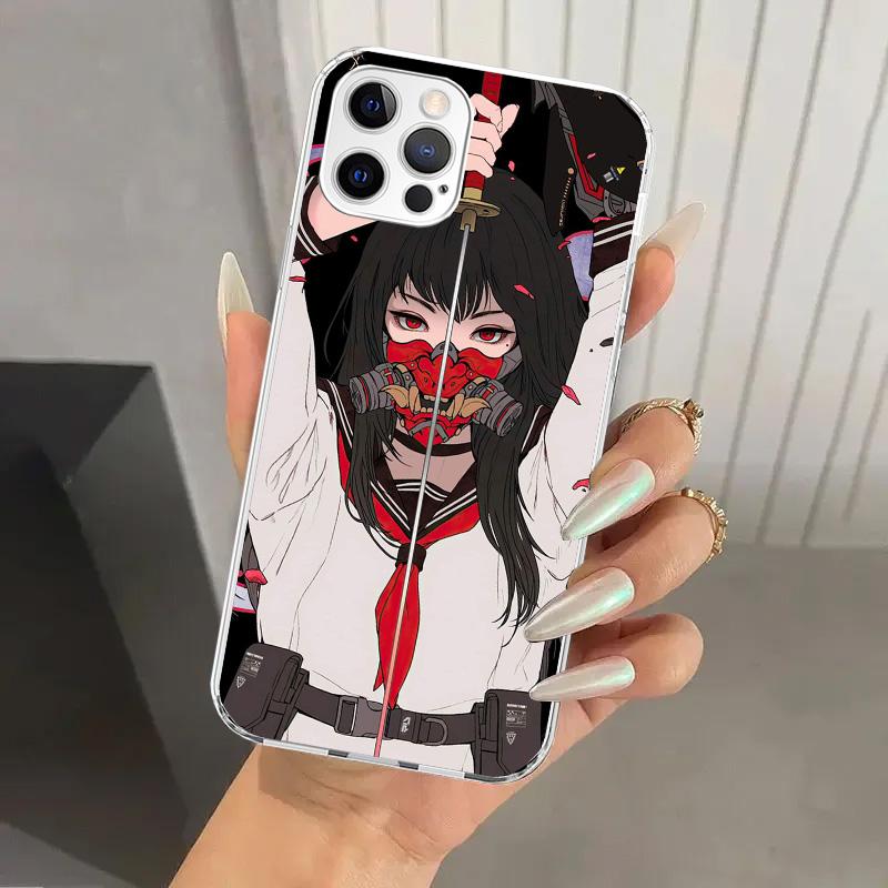 Japanese Style Anime Girl Phone Case for Iphone 17 Air 16 15 Plus 14 13 Mini 12 11 Pro Max 16E 7 8 SE 2020 Soft Funda Print Shel