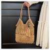 Women's Large Capacity Straw Woven One-Shoulder Crossbody Tote Bag - Versatile, Fashionable, Summer Commute Essential