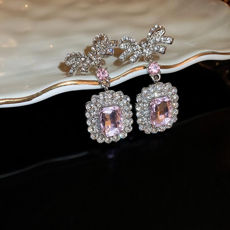 Silver Needle Korean Diamond Bow Earrings Versatile Fashion Temperament Earrings Niche Design Earrings Light Luxury Premium Sense