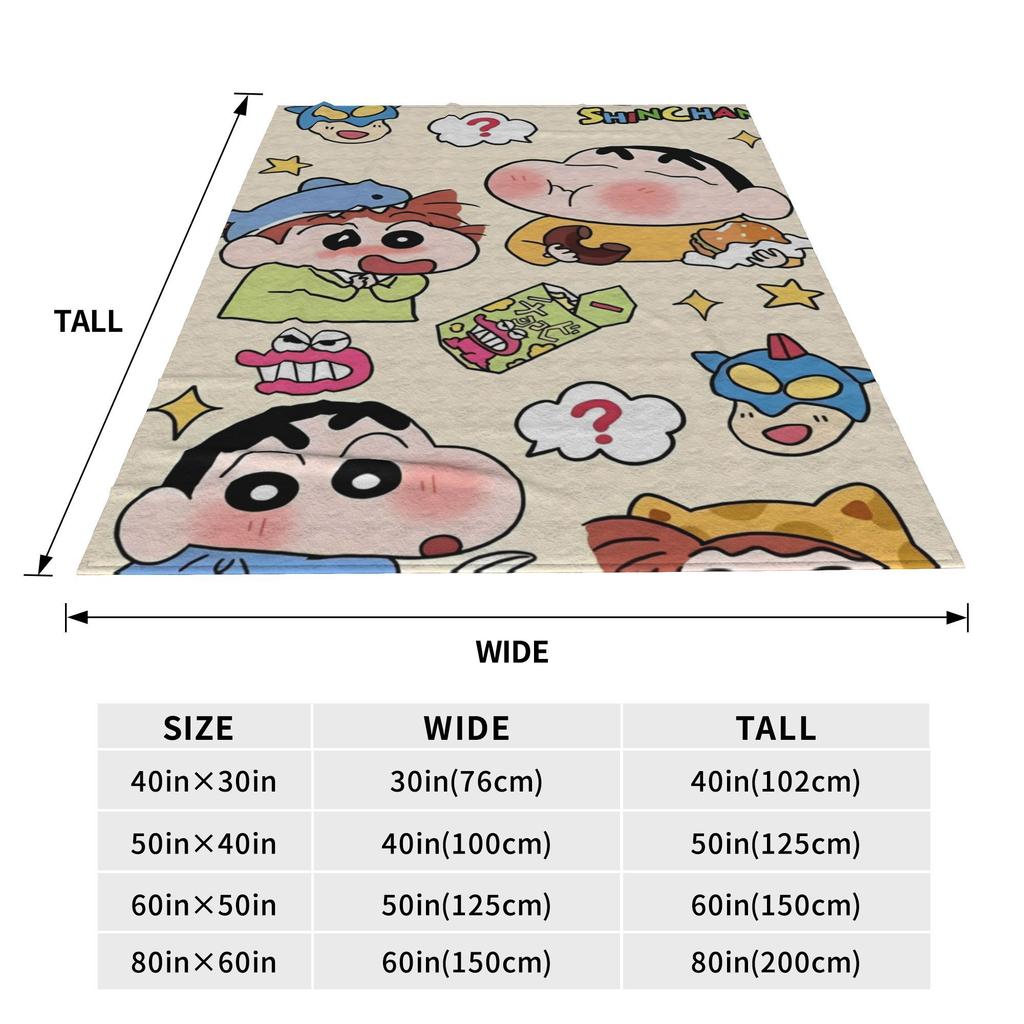 Crayon Shin-chans Cartoon Anime Print Blanket For Men Women Cozy Soft  Throw Blankets for Sofa 50x60 Inches Multi-size