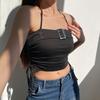 Spring Fashion Pure Desire Japanese Button Pleated Strap Exposed Umbilical Slim Hanging Neck Top Spicy Girls Sexy Small Vest Ultra-short Slim Tank Top