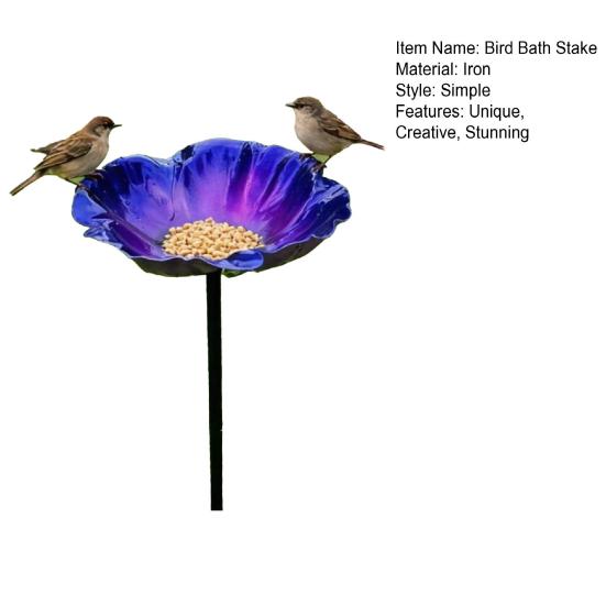 Handmade Metal Flower Garden Stake Outdoor Bird Bath Bowl for Bees Butterflies Pollinator Watering Station for Garden Lawn Yard Decor