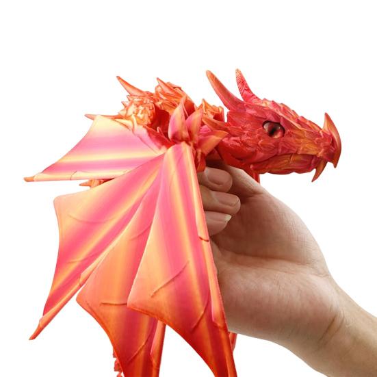 3D Printed Articulated Dragon with Wings Fidget Dragon Toy with Flexible Jaw Winged Dragon Desktop Pet for Home Office Decor Stress Relief