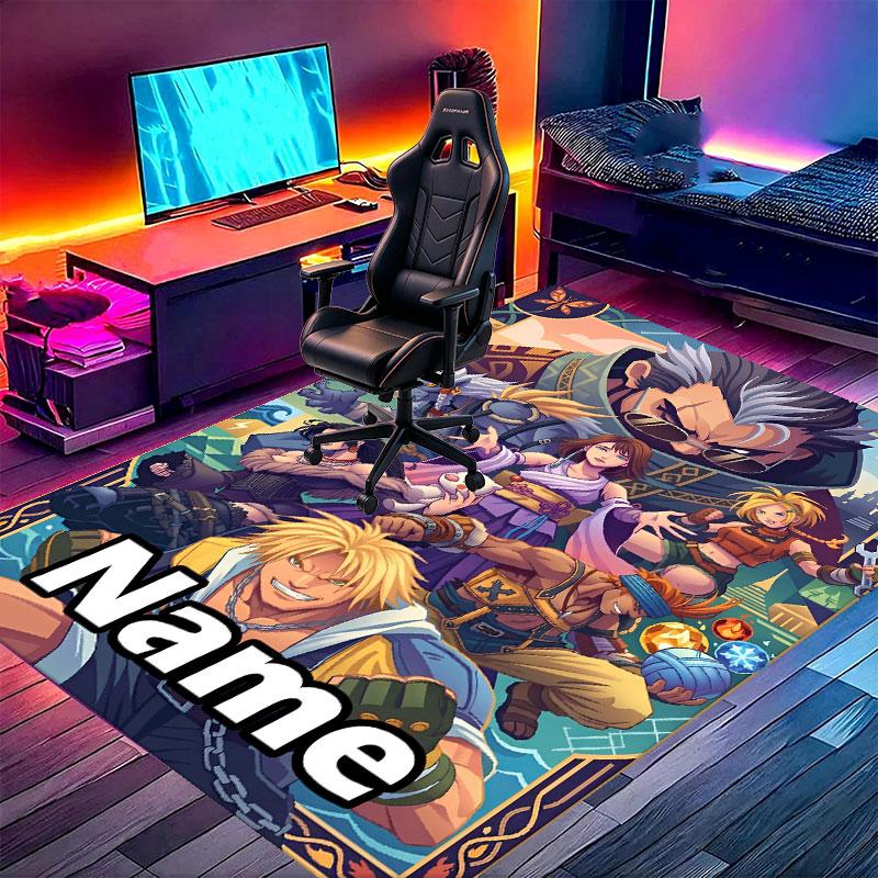 Custom Name Personalized Final Fantasy Print Carpet, Versatile Home Decor Rug, for Playroom, Apartment, Balcony, Entryway, Hallway Gift