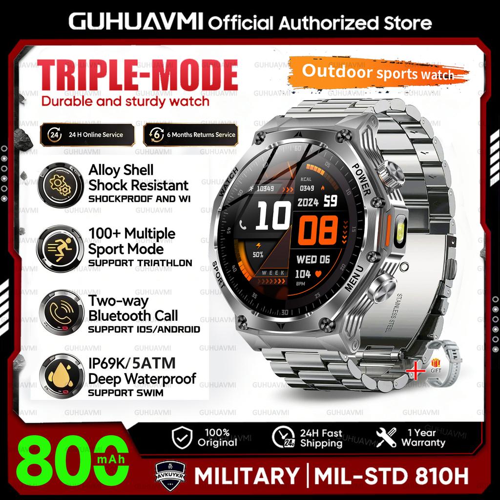 New Military Grade Sports Smart Watch 5ATM Swimming Waterproof 800mAh Bluetooth Call 1.8'' AMOLED Screen Smartwatch For Men