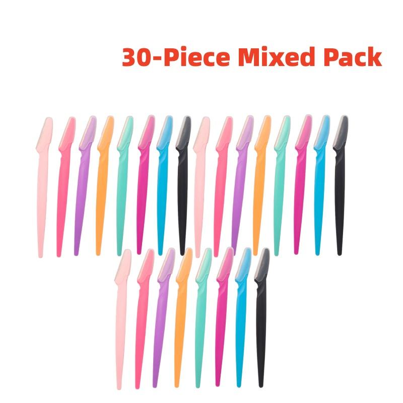 10-Piece Mixed Stainless Steel Matte Eyebrow Razors: Candy-Colored, Safety-Type with Straight Handle
