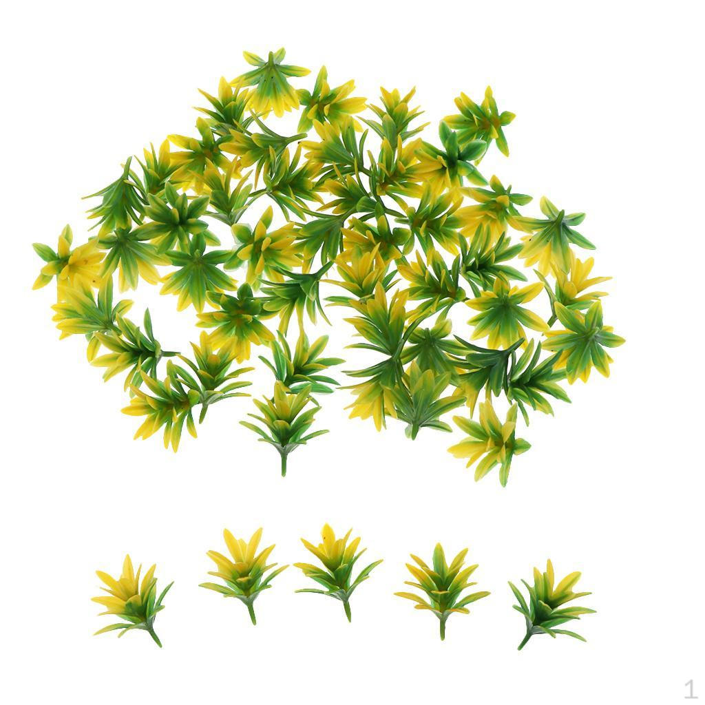 50PCS Orchid Flower Tree Model For Railway Landscape DIY Material Yellow