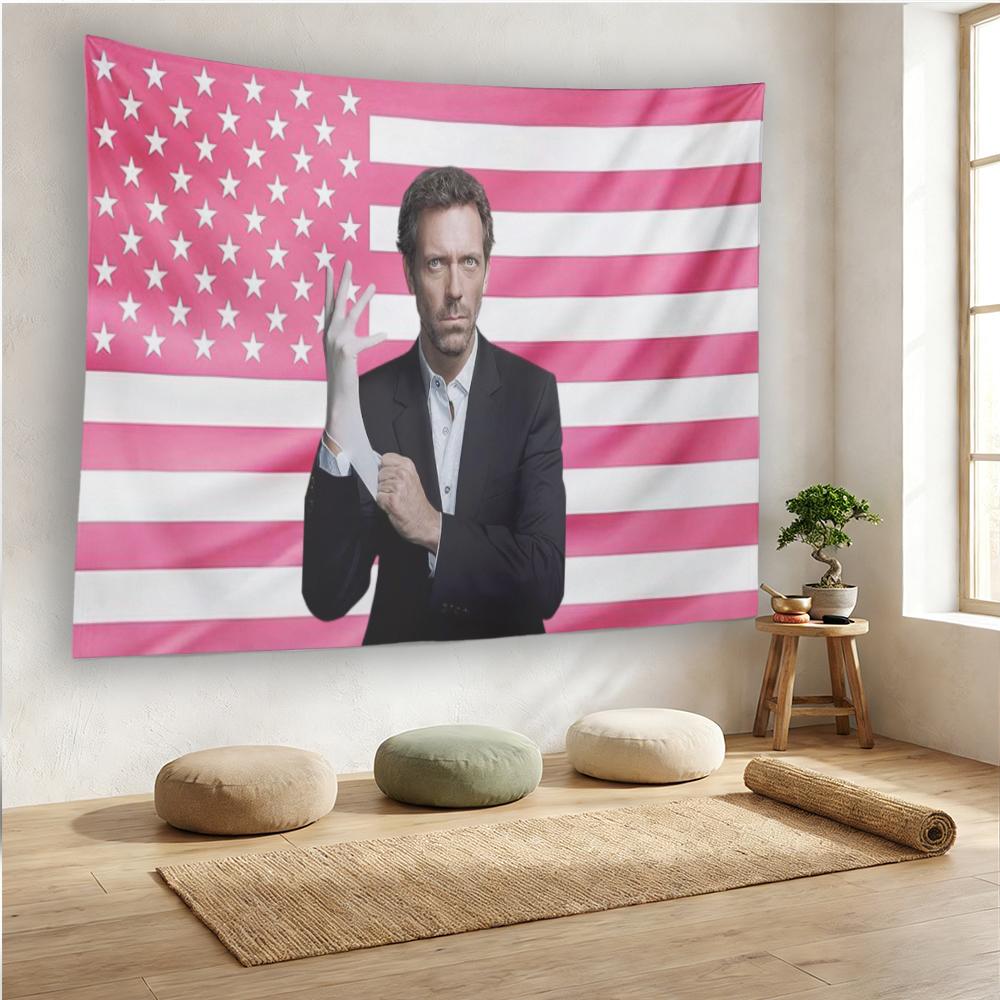 Dr House Amerikaanse Vlag Roze Wandkleed TV Show Muurkunst Kamer Decoratie Huis MD Vlag Medisch Drama Esthetiek Dokter Gregory