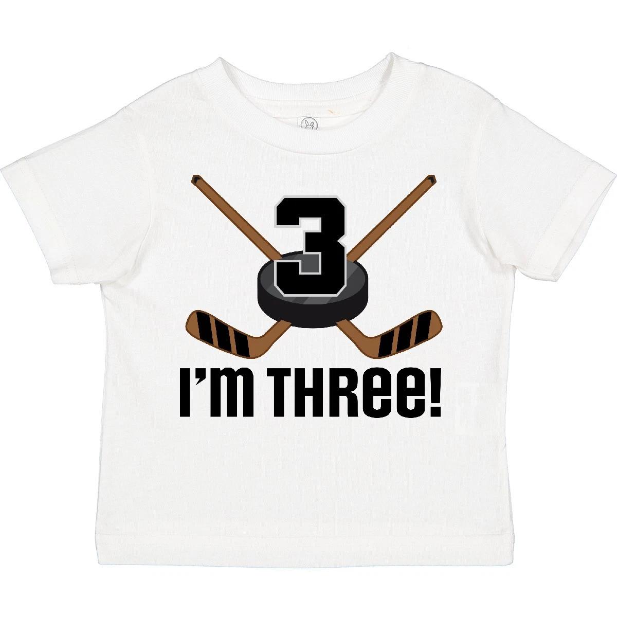 

Inktastic 3rd Birthday Ice Hockey Sports Boys Party Toddler kids boys T-Shirt Three Im 3 130
