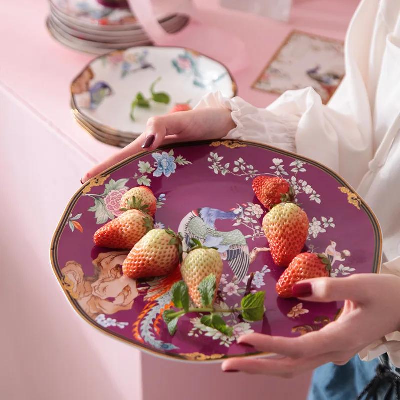High-end Exquisite Bone China Dinner Plate Gilded Animal Pattern Cooking Dishes Dessert Salad Plate Hotel Kitchen Tableware New