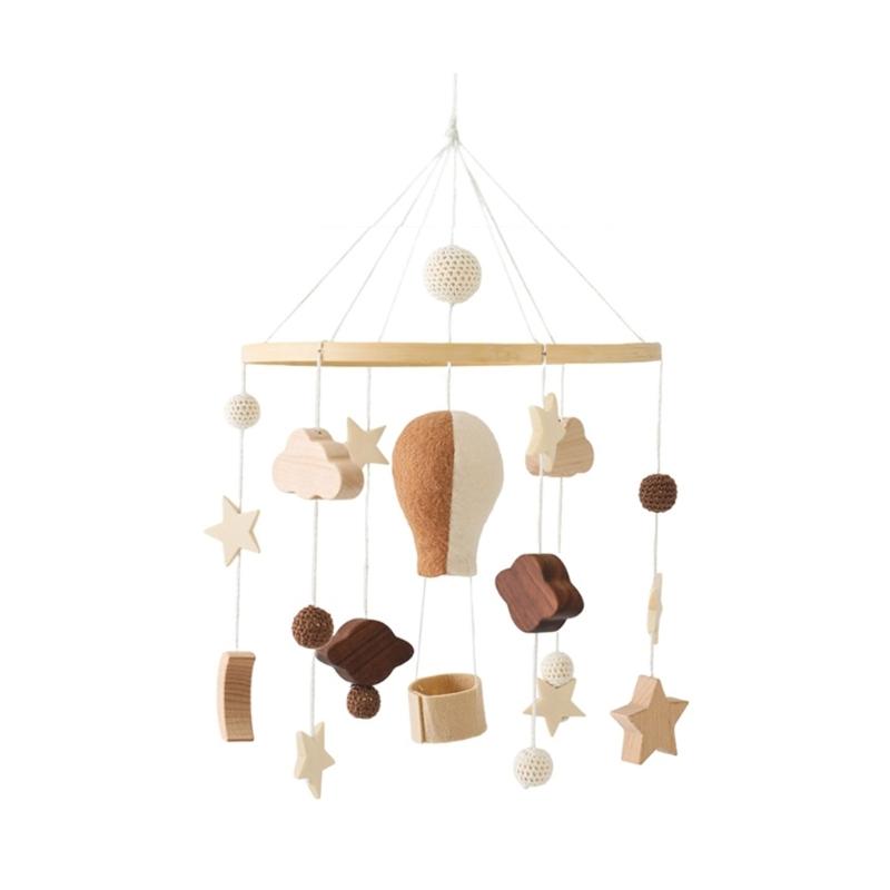 

Handcrafted Felt Hot Air Balloon Nursery Mobile Gentle Rotation Beechwood Construction Easy Setup For Infant Bed 1