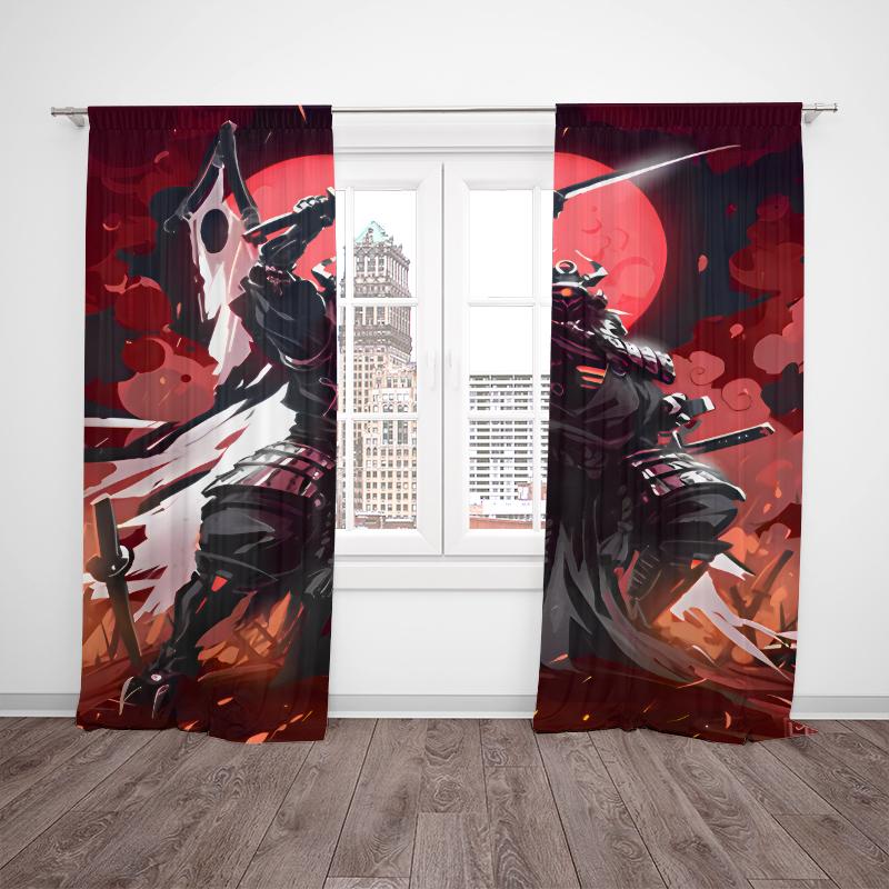 2pcs- Warring States General Polyester Curtains, Pole bag curtains 42*84, bedroom, living room, home room decoration