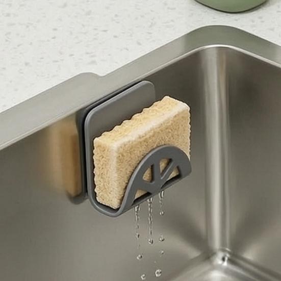 Dish Sponge Holder Self-adhesive Holder, Compact Flexible Drainage Rack, Rust-proof Rack for Sponges Aluminum Alloy And Silicone Organizer Bathroom