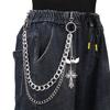 Popular Hiphop Waist Chain with Crossed Pendant Waist Charm Street Pants Chain Body Chain Trousers Chain Cool Accessory