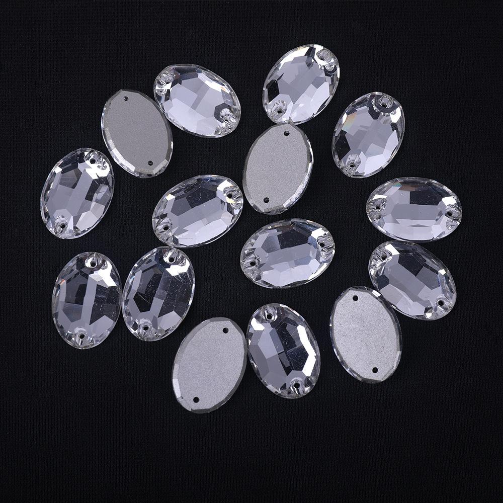 

K9 Weichen Овальная плоская двойная стеклянная ручная дрель с плоским дном, белая абс цветная одежда с алмазным сверлом для самостоятельного изготовления кристаллов 17 * 24mm 12pcs/bag