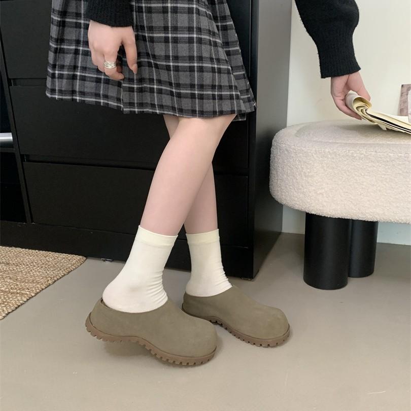 Japanese Shoes Women's 2025 Spring New Outer Wear Thick-soled Japanese Bag Head Half Slippers Lazy One Pedal Women's Shoes