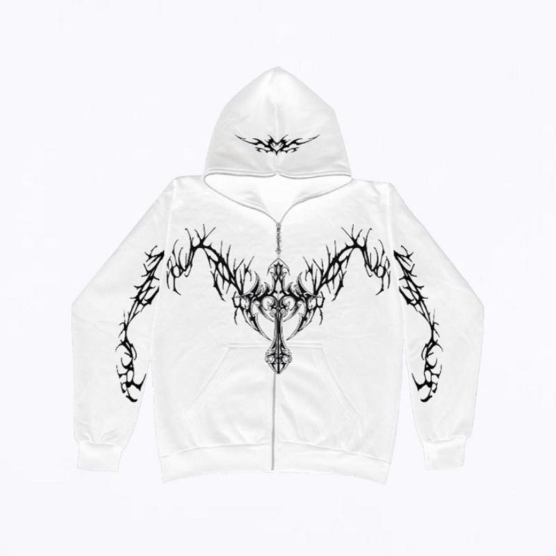 Толстовка с капюшоном с принтом в стиле готики и стрит в европейском и американском стиле осень/зима 2000 года S белый