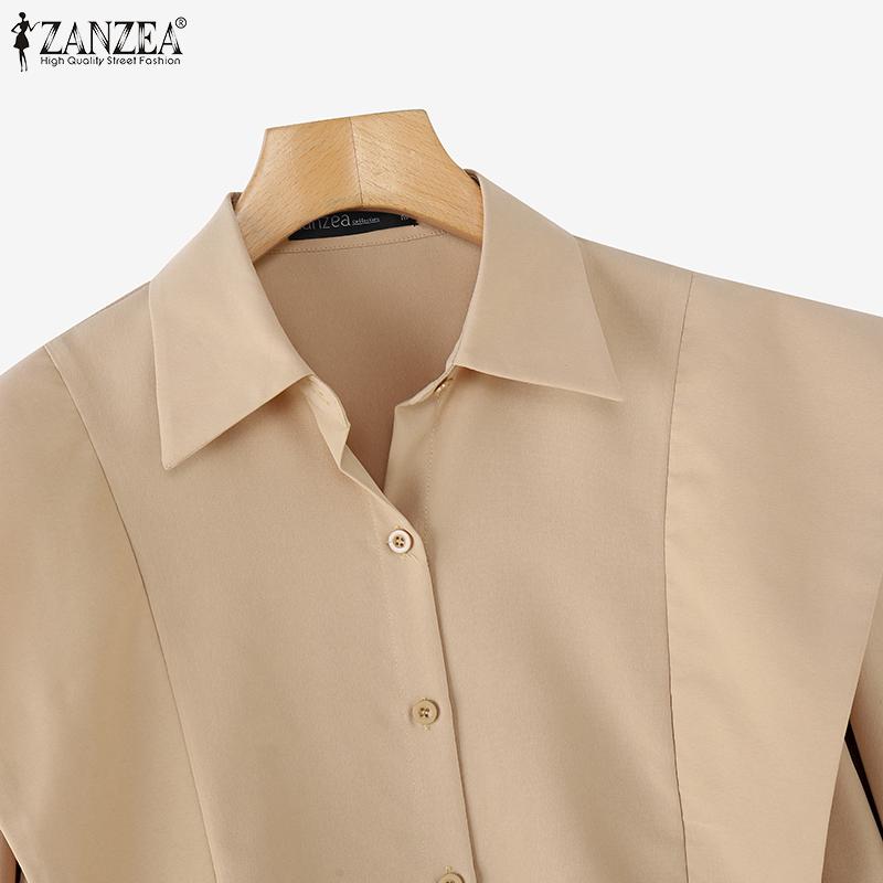 ZANZEA Women Shirt Collar Ruffle Long Sleeve Shirts