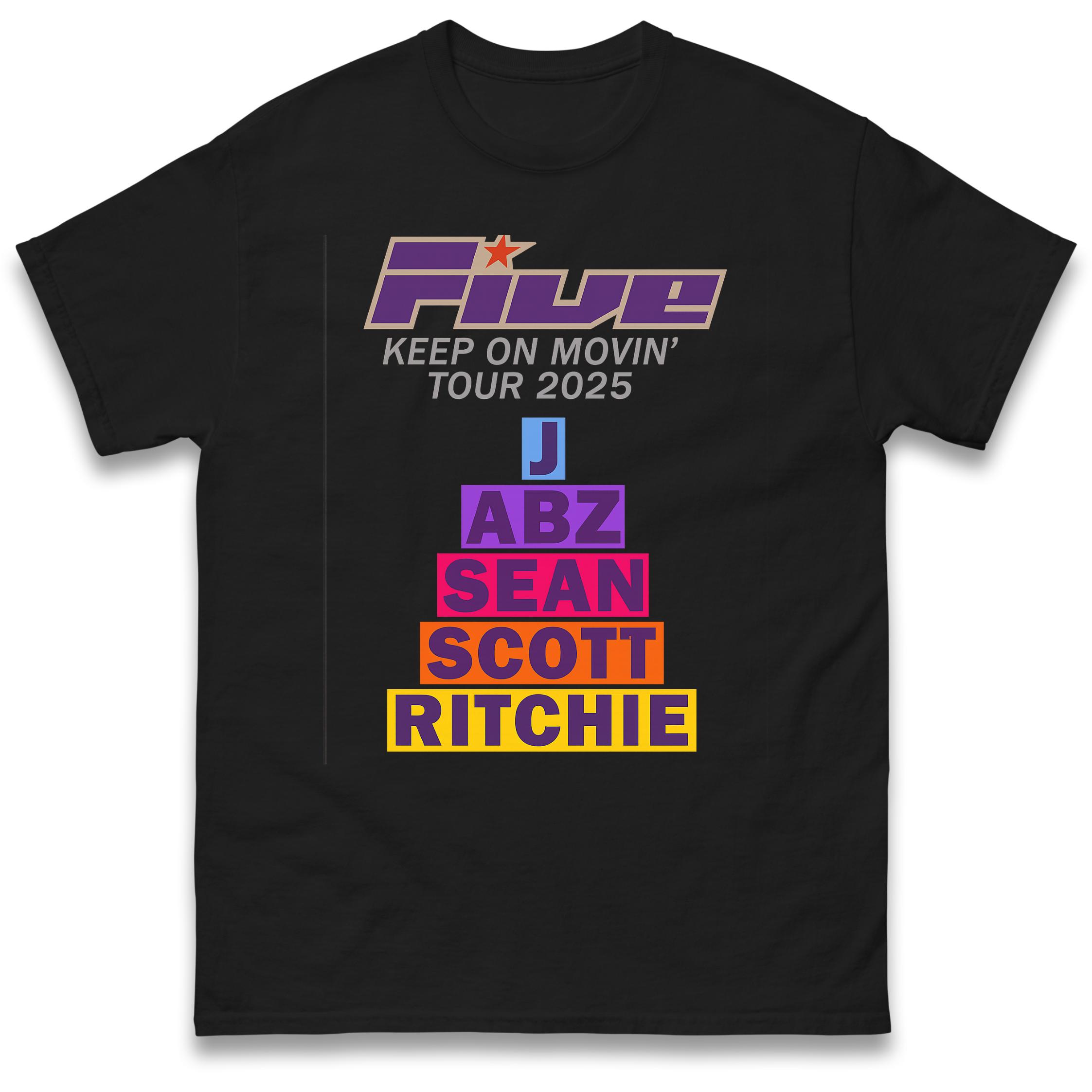 Five Tour 2025 T-Shirt Tshirt Mens Womens Tops Unisex Tees 100% Cotton S