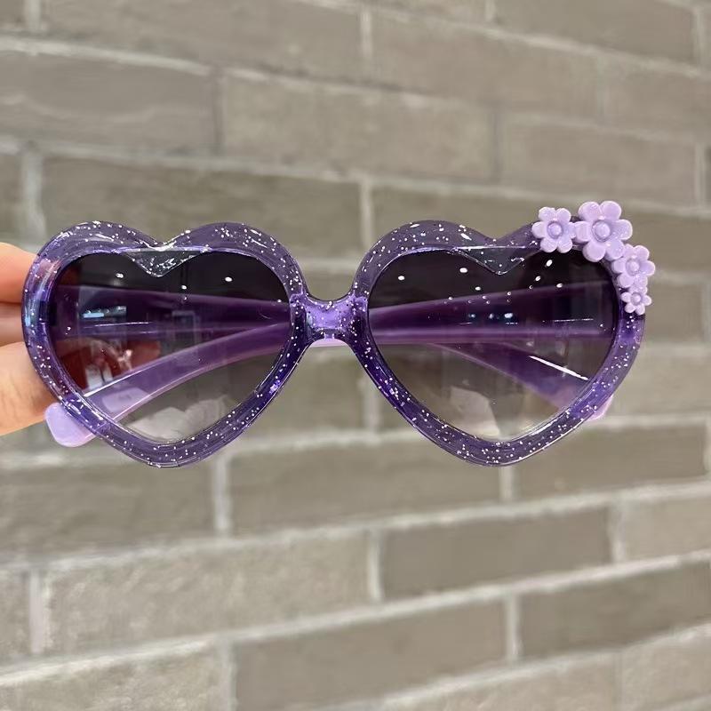 Fashion Heart-Shape Sunglasses for Girls Boys Cute Cartoon Flower Sun Glasses Outdoor Sun Protection Children Lovely Glasses