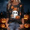 Women's Casual 3/4 Sleeve Halloween Print Neck Top