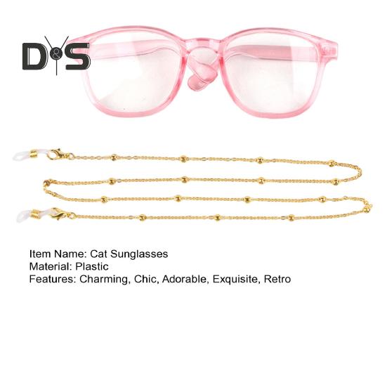 Cat Sunglasses Retro Pet Glasses with Gold Chain for Cats Small Dogs Pet Dress-up Costume Accessories for Photos Cosplay Parties