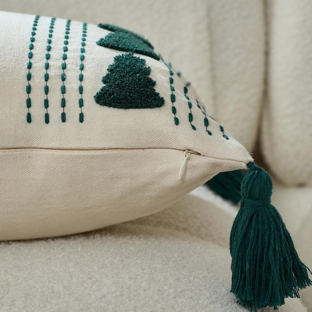 30x50cm Christmas Tree Embroidery Throw Pillowcase Cojines Cotton Linen Decor Sofa Cushion Cover Headboard Pillowcases