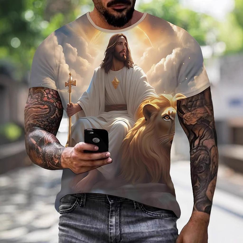 Men's 3D Printed T-Shirt Short Sleeve O-Neck Pullover Casual Top