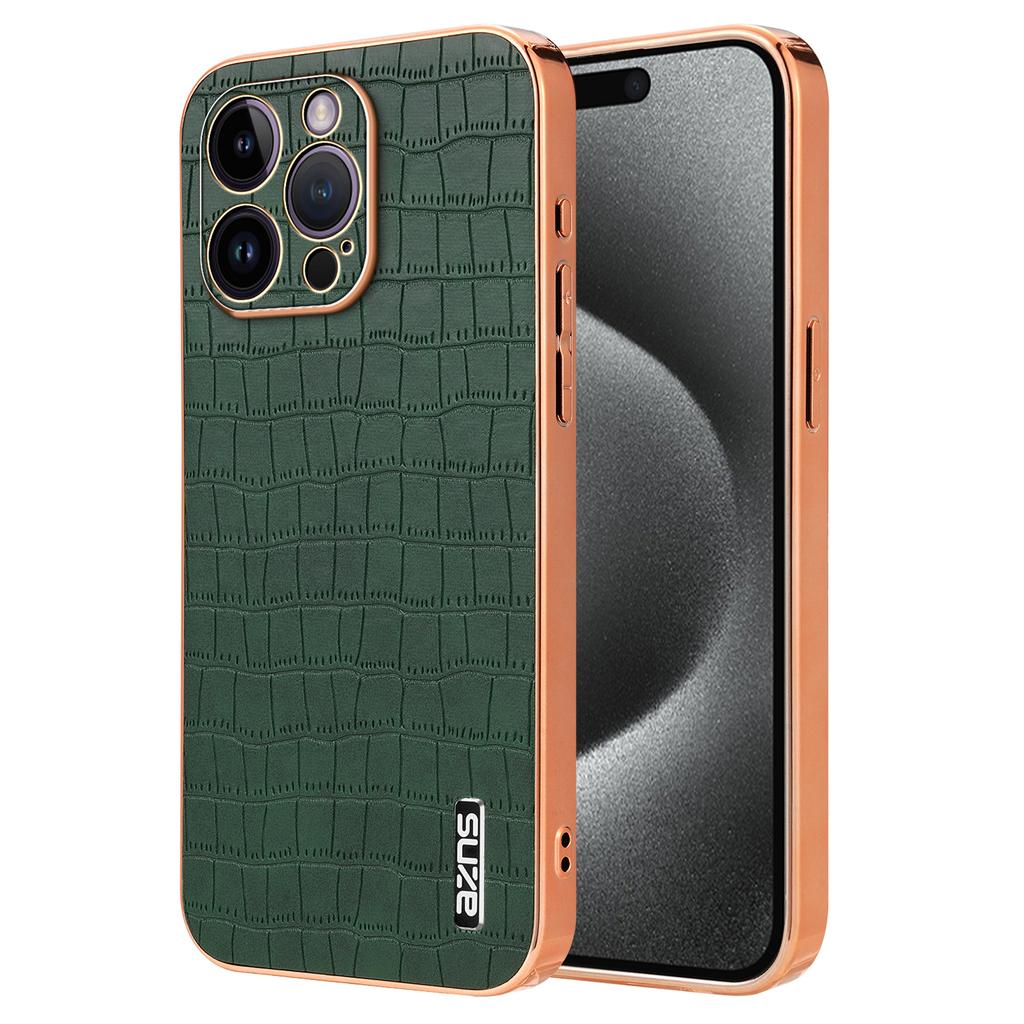 AZNS Für iPhone 16 Pro Max Hülle Galvanisierte Krokodiltextur PU+TPU Handyhülle