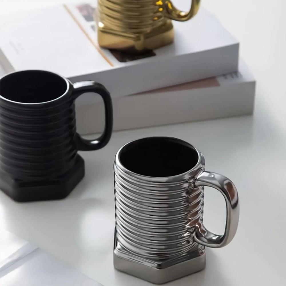 Funny Screw Ceramic Mug Retro Electroplated Mug Drinkware Drinking Cup  Boyfriends