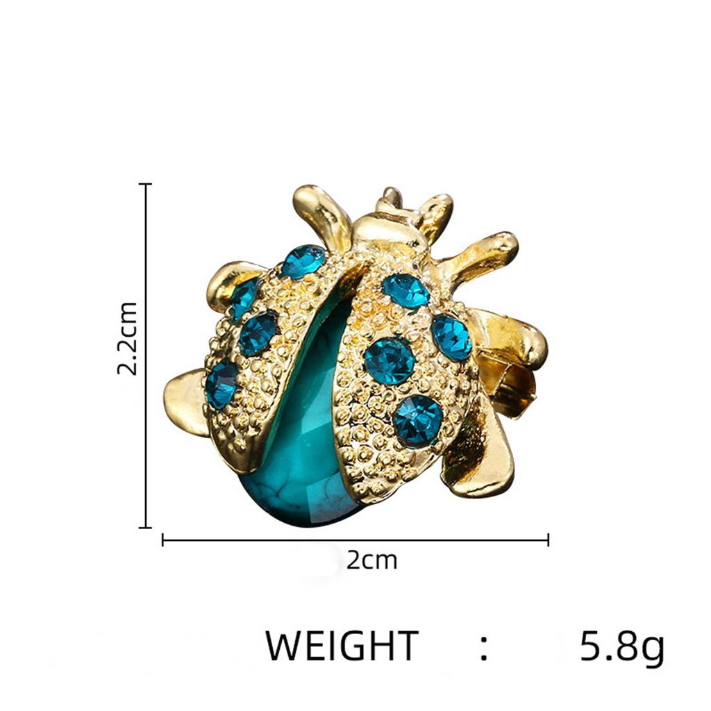Rinhoo Vintage Colorful Rhinestone Little Ladybug Insect Brooches For Women Ladybug Lapel Pins Cute Animal Beetle Badges Jewelry