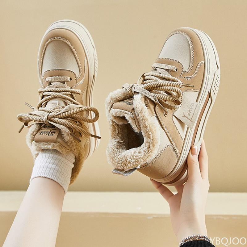 Fashion Winter velvet white shoes new female students' thick soled sports board shoes warm casual simple comfortable women's shoes