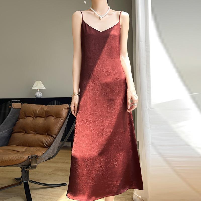 Women's Dress Chinese Dark Pattern Jacquard Halter Dress On The Base of National Style A-line Long Dress