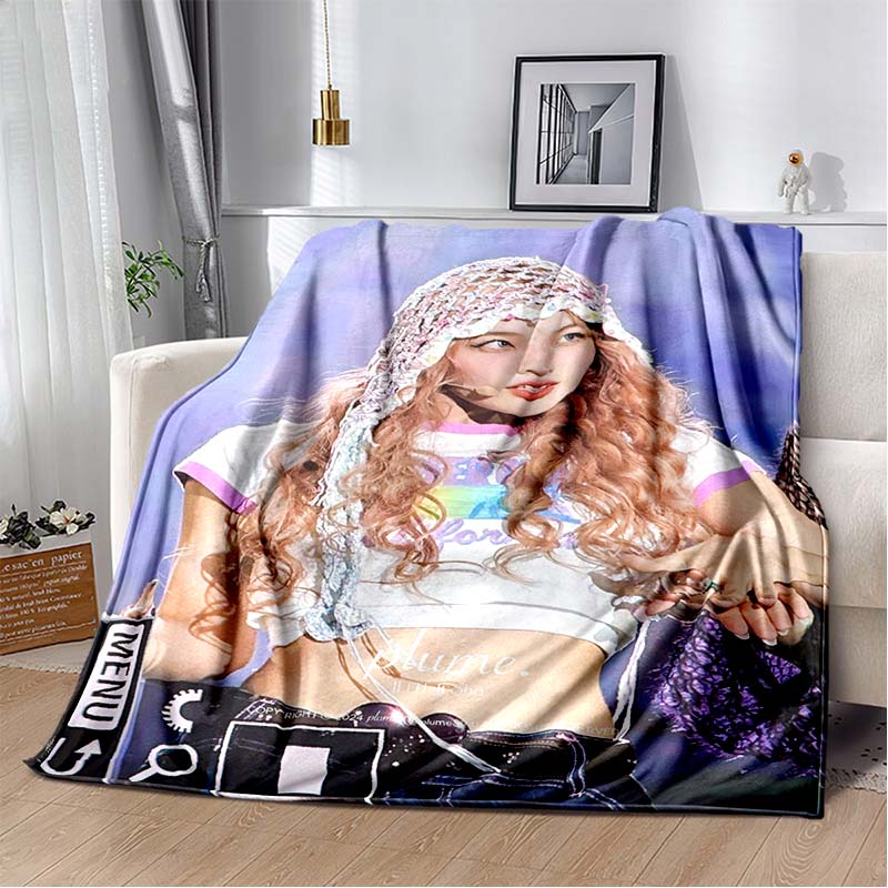 3D Printed Flannel Blanket I-ILLIT Combo K-POP Home Sofa Bed Blanket | Birthday Gift,