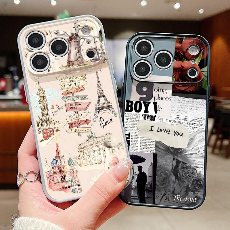 Fashion Collage Style Case For iPhone 17 Pro Max Magnetic For Magsafe Hybrid Slim Matte Cover For iPhone 16 15 14 13 Pro Max