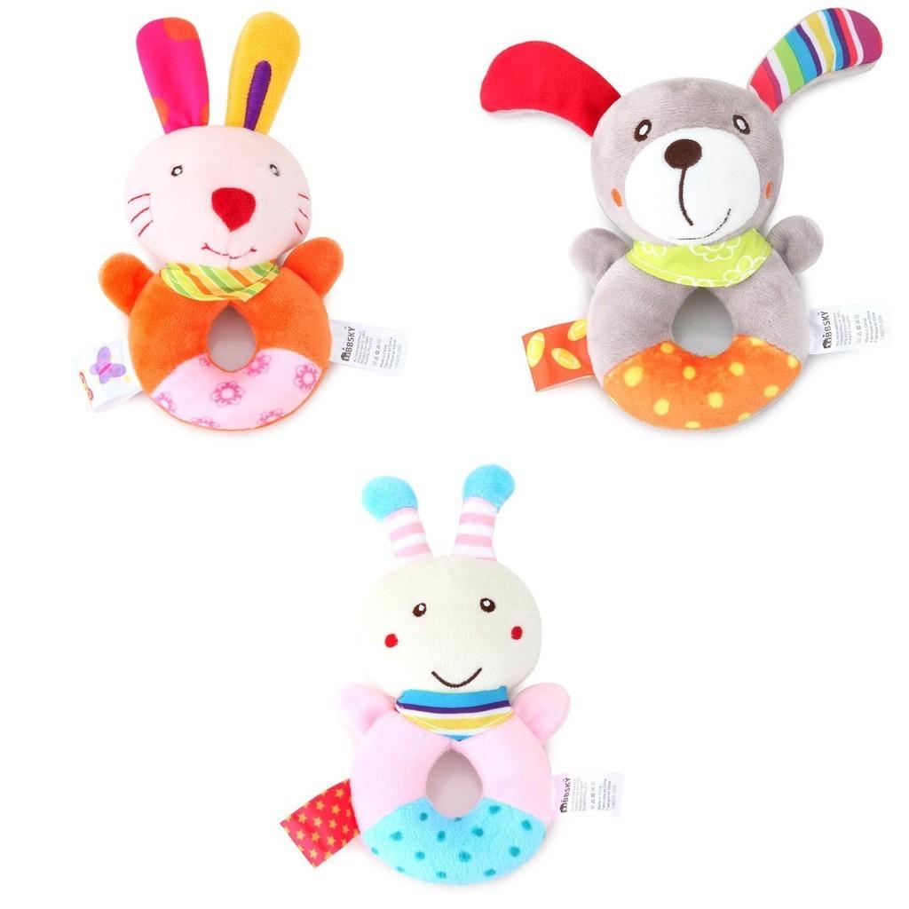 Cute Cartoon Animal Hand Bell Round Hand Bell Baby Infant Grab Sound Plush Toy