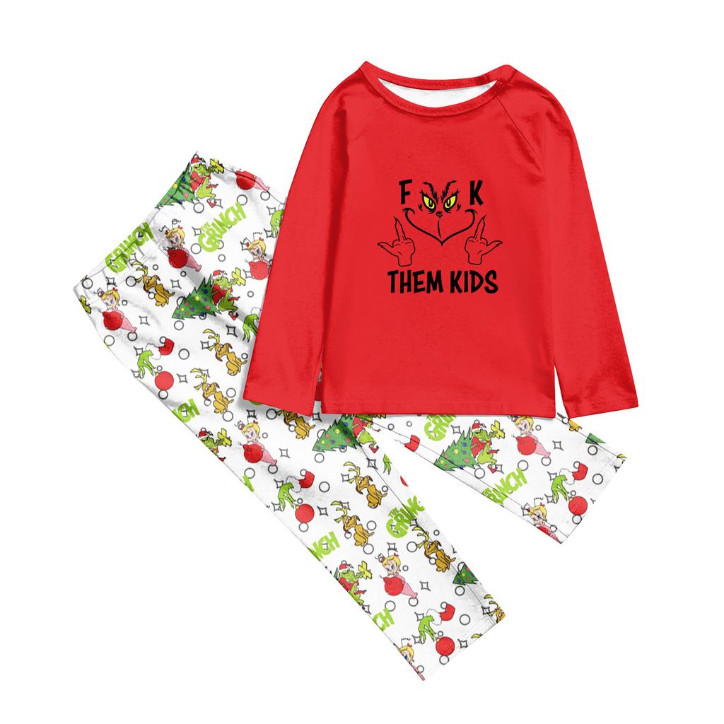 Print Cute Family Set Pajamas, Home Clothes, Family Set Long Sleeve Top Pants Set