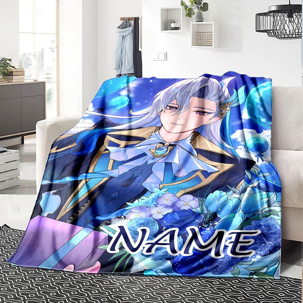 Customizable Genshin Impact1 Throw Blanket – Personalized Name, All-Season Cozy Snug Blanket, Machine Washable, Personalized Blanket