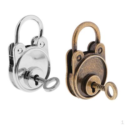 2 Pieces Old Vintage Style Mini Padlocks Bronze + Sliver