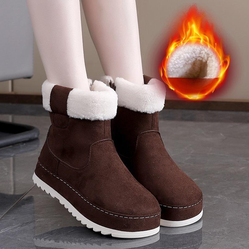 Snow Boots Female Padded Thickened Classic Cotton Boots Winter New Suede Leather Non-slip Round Toe Low Tube Ankle Boots 35 3000₽
