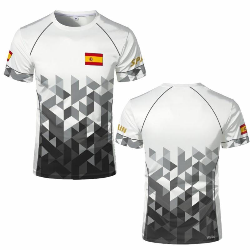 Maglia Grafica Bandiera Spagnola Moda Stampa Geometrica Asciugatura Rapida T-shirt Calcio Uomo Donna Sport Allenamento Casual Traspirante Top