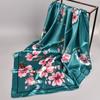 Exquisite Sunscreen Decorative Silk Scarf Women Elegant Peach Blossom Pattern Square Shawl Costume Accessories