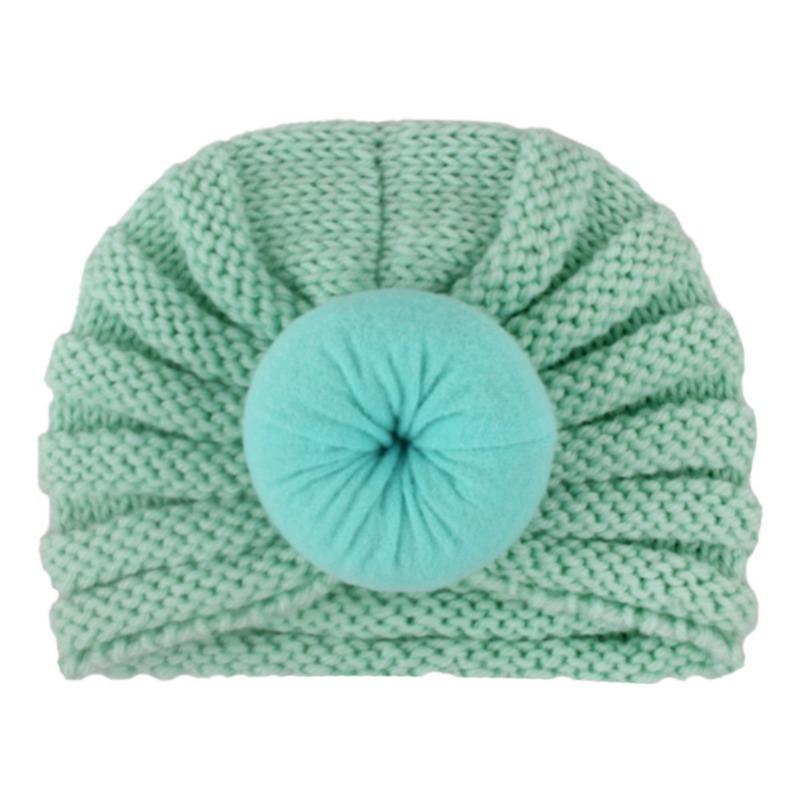 New new children's hats, baby solid color donut wool hats, Indian pullover hat dome