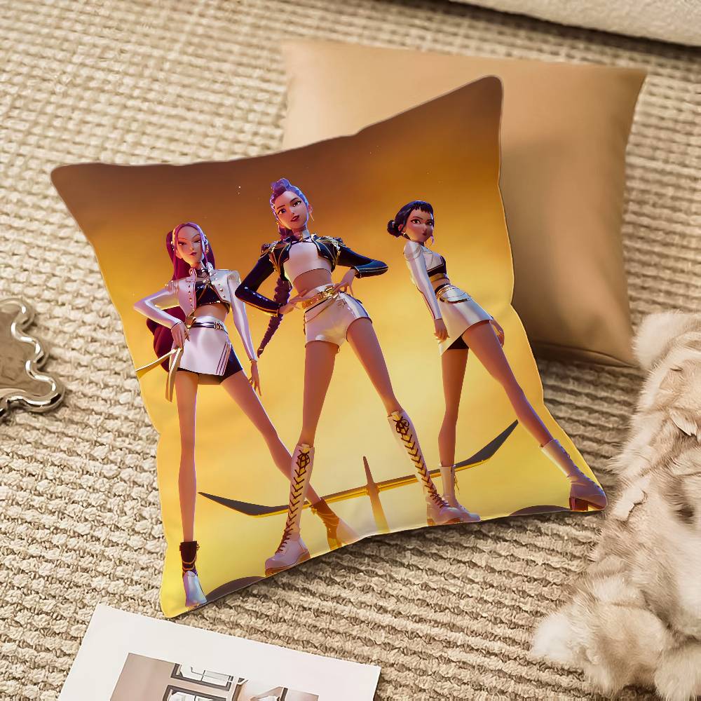 Trendy K-Kpop D-Demon-hunterS Pillow Case Silky Short Plush With Invisible Zipper Dustproof Sofa Cushion Cover