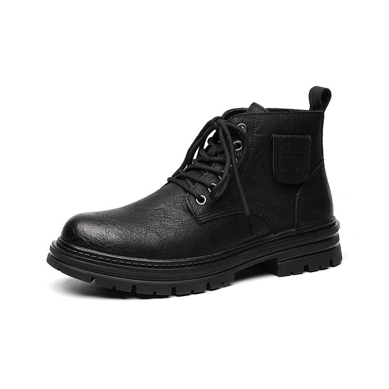 

Ботинки Martin мужские повседневные увеличивающие рост универсальные на шнуровке ботинки Chelsea в британском стиле осень-зима новые мужские туфли 8260-R 38 чёрный