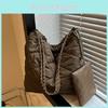 Borsa a tracolla singola da pendolare a griglia di diamanti di grande capacità per donna, semplice borsa a secchiello crossbody con catena, nuova collezione autunno e inverno)